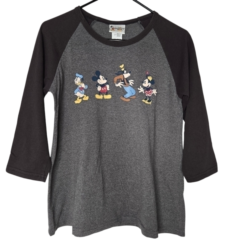 Walt Disney Womens Retro Mickey & Friends 3/4 Raglan Sleeve Shirt Size Small